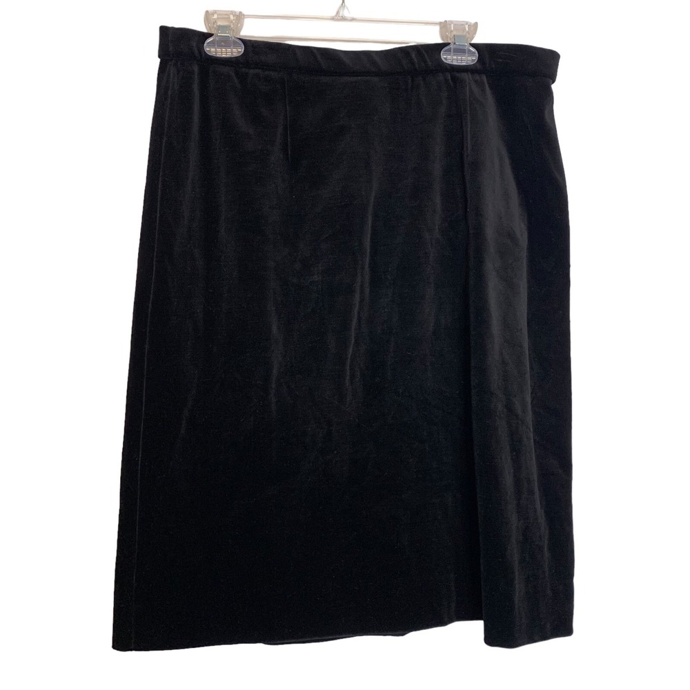 Miss Accent Act III Skirt Womens Large Black Velvet Pull On Union Made USA VTG